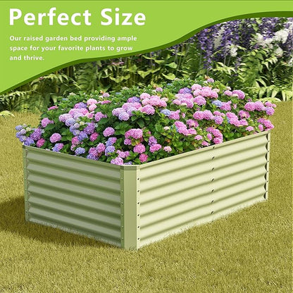 4x2x2FT Galvanized Raised Garden Bed Kit,Vegetable Boxes-Rectangle Metal Flower Box,Large Planter Raised Beds Outdoor Garden for Planting,Fruit,Herb-Green