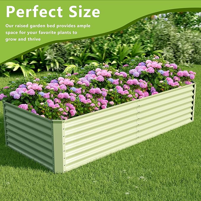 8x2x2FT Galvanized Raised Garden Bed Kit,Vegetable Boxes-Rectangle Metal Flower Box,Large Planter Raised Beds Outdoor Garden for Planting,Fruit,Herb-Green