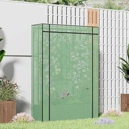 Metal Planter Box with Greenhouse Cover, Raised Garden Bed with Trellis Privacy Screen, 62 inch Tall Planter Boxes for Climbing Plants, Flowers, Vegetables, Fruits, Balcony and Patio Decor (Black)
