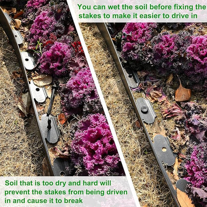 4 Inch Tall Garden Edging Border 33FT with 45pcs Spikes, Plastic Edging Border for Landscaping, Lawn, Garden, Flower Beds, Paver, Pathway