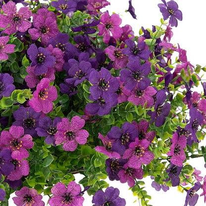Artificial Fake Mums Flowers for Outdoor Fall Decor, 12 Bundles Faux Flowers Plants Silk Daisy for Planter Pot Colorful UV Resistant Look Real for Front Door Porch Patio Outside Yard(Light Purple)