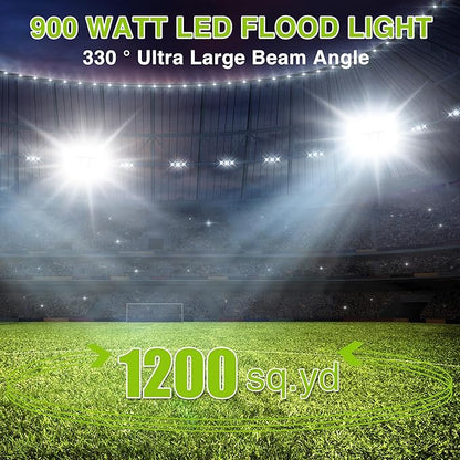 LED Flood Light Outdoor, STASUN 900W 90000lm 6000K Daylight White IP66 Waterproof, Commercial Parking Lot Light,3 Heads for Yard Street Stadium House Floodlight Bright Security Lights for Outdoor Area