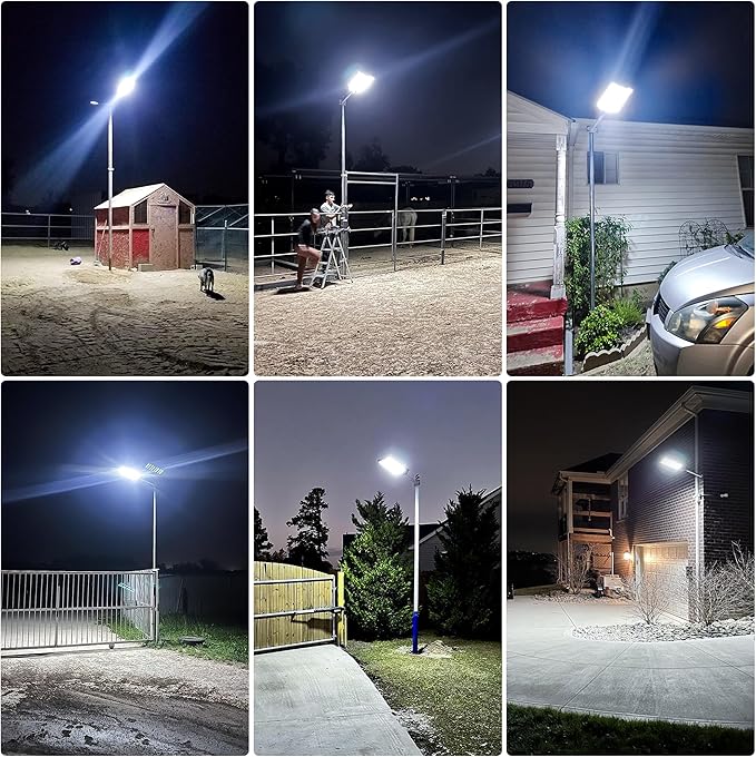 5000W Solar Street Light for Parking Lot Outdoor, Wide Angle IP66 Waterproof, 6500K Dusk to Dawn, LED with Motion Sensor and Remote Control for Residential Commercial Yard (4 Pack)