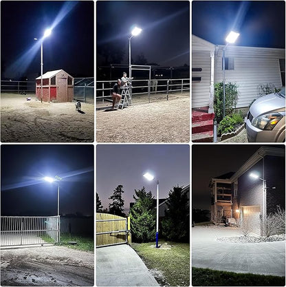 5000W Solar Street Light for Parking Lot Outdoor, Wide Angle IP66 Waterproof, 6500K Dusk to Dawn, LED with Motion Sensor and Remote Control for Residential Commercial Yard (4 Pack)
