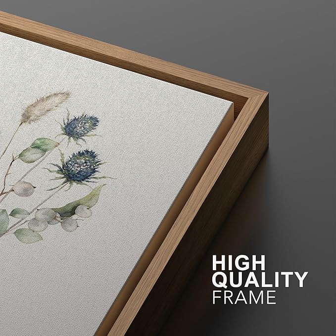 Ashbrook Framed Canvas Print Wall Art Set Wildflower Bouquet Nature Wilderness Illustrations Modern Art Decorative Floral Botanical Minimal Calm/Relax/Cozy for Bedroom - 16"x24"x3 NATURAL