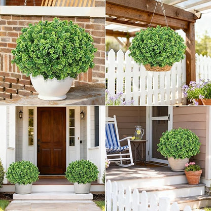 Artificial Fake Outdoor Plants for Spring Summer Decoration, 12 Bundles Fake Plastic Roses UV Resistant Look Real Faux Plants for Planter Outside Front Door Porch Patio Balcony Garden Indoor Yard Urn