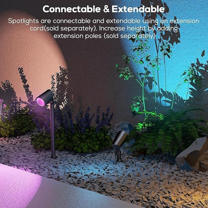 ZYAN Smart RGB Color Changing Outdoor Landscape Spot Lights, APP Control and Remote Control, Alexa Compatible, Music Sync, Timer, IP65 Waterproof for Garden Yard Pathway, 4 Pack