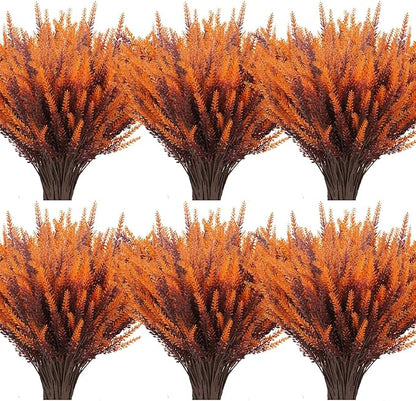 20 Bundles Artificial Fall Lavender Flowers Outdoor UV Resistant Fake Flowers No Fade Faux Plastic Plants Garden Porch Window Box Decorating (Golden Yellow)