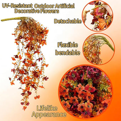 NASAMA 2PCS UVresistant Silk Artificial Flowers Realistic Daisies Hanging Porch Courtyard Window Display Store Garden Decoration Festival Outfit (Orange Brown)