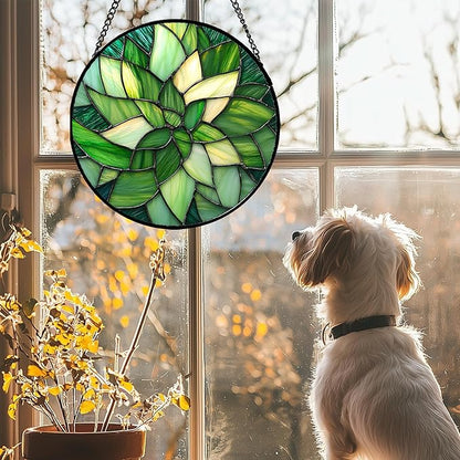 Stained Glass Window Hanging - Ireland Green Suncatcher for Doors Garden Patio Sun Catchers Decor Mother's St. Patrick's Day Birthday for Women Men Mom Nana Friend 7.8 in