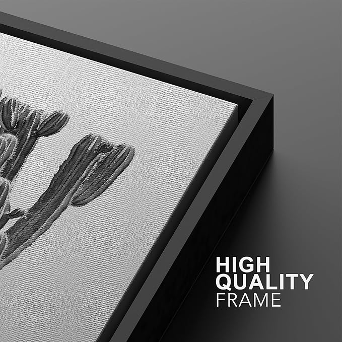 Ashbrook Framed Wall Art Print Set Black & White Southwest Desert Cactus Nature Floral Photography Modern Decorative Multicolor Relax/Calm for Living Room, Bedroom, Office - 16"x24"x3 Black