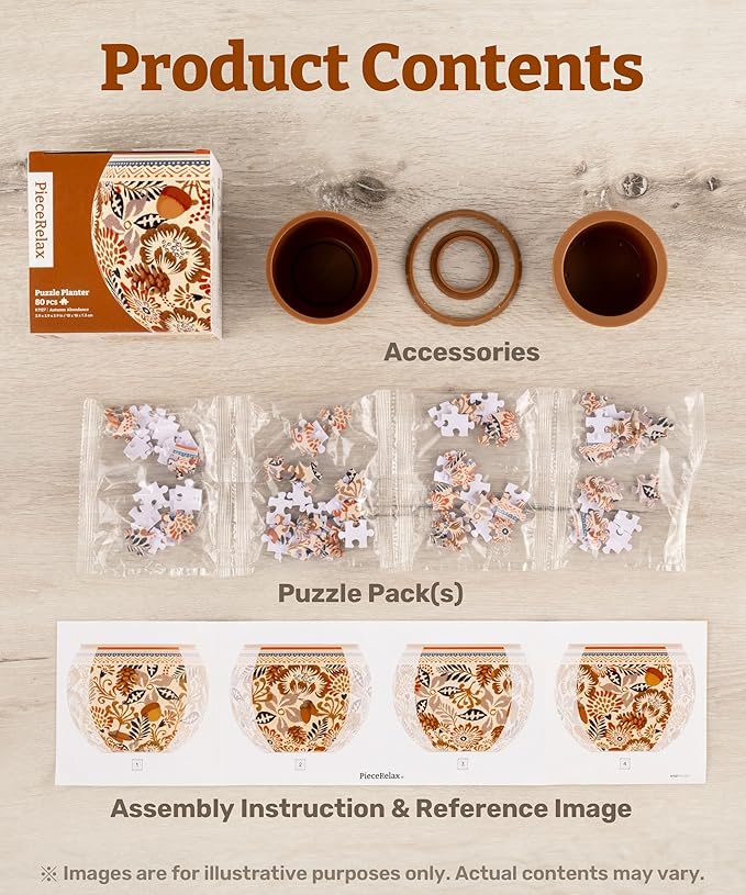 PieceRelax 3D Puzzle Planter 80 Pieces - Flower Pot - Danish Folklore Style, Home Decor Flower Pots for Indoor Cactus, Succulents Pots [K1117]
