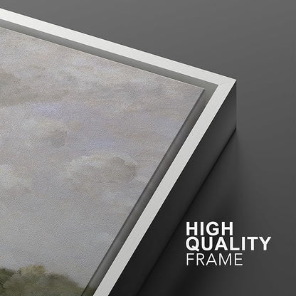 Ashbrook Framed Canvas Print Wall Art Set Forest Tree Field Nature Wilderness Illustration Fine Art Decorative Floral Botanical Garden Vintage for Living Room, Bedroom, Office - 16"x24"x3 White