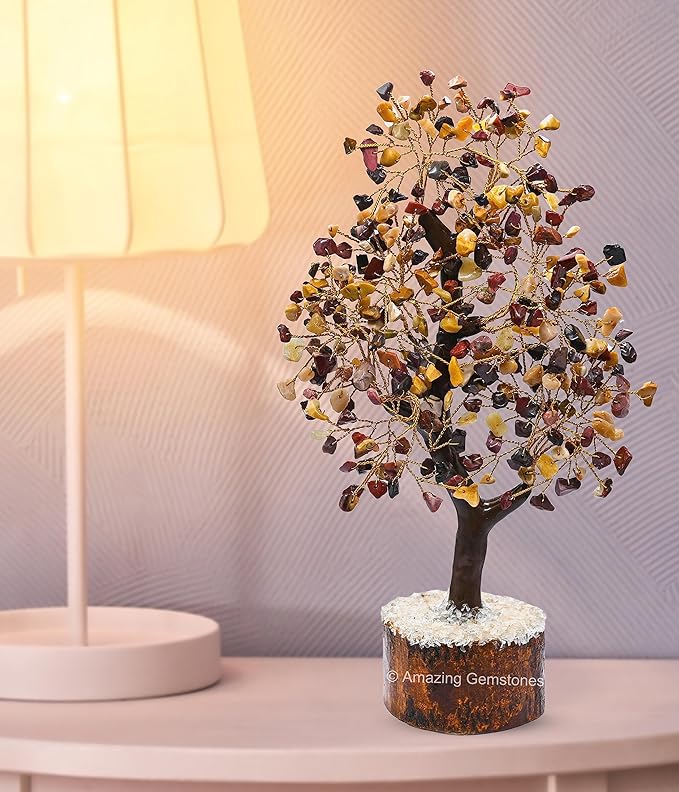 Mookaite Natural Healing Premium Crystal Bonsai Feng Shui Fortune Money Tree of Life for Home Office Decor (Gift Box Ready,10-12 Inch)