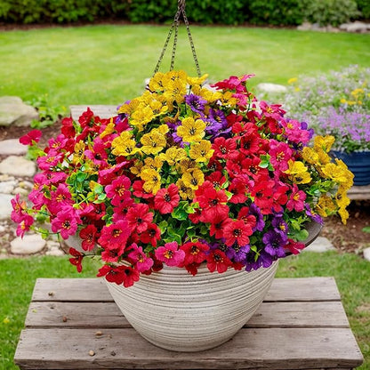 20 Bundles Artificial Flowers for Outdoors – UV Resistant Artificial Plants Outdoor, Realistic Silk Fake Flowers No Fade, for Porch, Garden, Patio, Planter