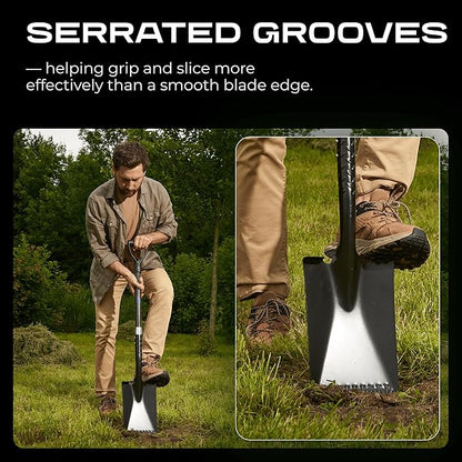CKG Spade Shovel for Gardening with Carbon Fiber Handle, Heavy Duty Flat Shovel for Digging 43 Inch, Edging Tool for Landscaping and Trenching, Flat