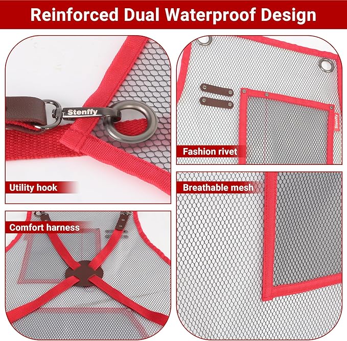 Waterproof Work Apron for Chefs, Hair Stylists, Artists, Gardeners, Adjustable, Multi-Pockets, TPU Mesh Fabric, Plus Size