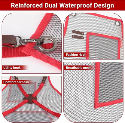 Waterproof Work Apron for Chefs, Hair Stylists, Artists, Gardeners, Adjustable, Multi-Pockets, TPU Mesh Fabric, Plus Size