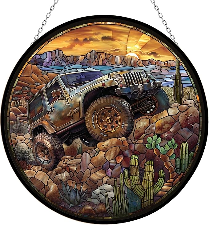 Customized Car Stained Glass Window Hanging, Stained Glass Suncatcher for Women, Window Decor Perfect Home Décor