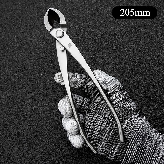 TianBonsai Bonsai Tools 5-Piece Alloy Steel Bonsai Tool Kit in Cluding 205mm Wire Cutter / 205mm Round Edge Cutter / 205mm Jin Plier / 200mm Straight Root Hook/Tweezers(NBK5-02)