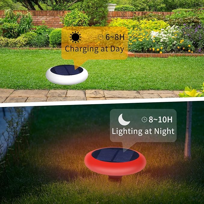 Solar Garden Pathway Lights Color Changing LED Disc Stakes 6 Pack Outdoor Landscape Lighting for Yard Park Walkway Outdoor Solar Lights Solar Driveway Lights