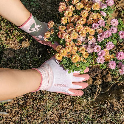 COOLJOB 6 Pairs Gardening Gloves for Women Ladies, Breathable Rubber Coated for Yard Garden, Outdoor Indoor Protective Work with Grip, Medium Size, Blue & Pink
