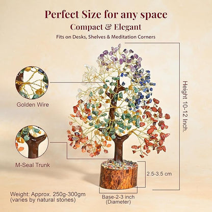 7 Chakra Healing Crystal Tree of Life, Handmade Feng Shui Crystal Tree for Good Luck, Positive Energy, Wealth, Reiki Healing, Gifts for Women and Mom Birthday, House Warming Gift