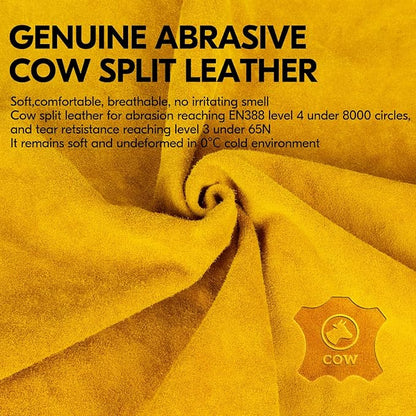 Vgo... 1-Pair 32℉ or above Winter Lined Cowhide Split Leather Work and Driver Gloves, For Heavy Duty/Truck Driving/Warehouse/Gardening/Farm/Cold Storage(Size L, Gold, CB9501F)