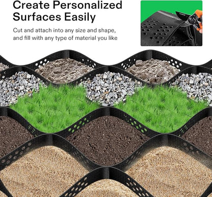 VIVOSUN 4’’ Depth Ground Grid, 9x17 ft, High-Density HDPE Geo Cell, 1885 lbs per sq ft Load, Foldable & Tensile, Easy Installation with Gloves, Perfect for Gardens, Driveways, Pathways, Slopes