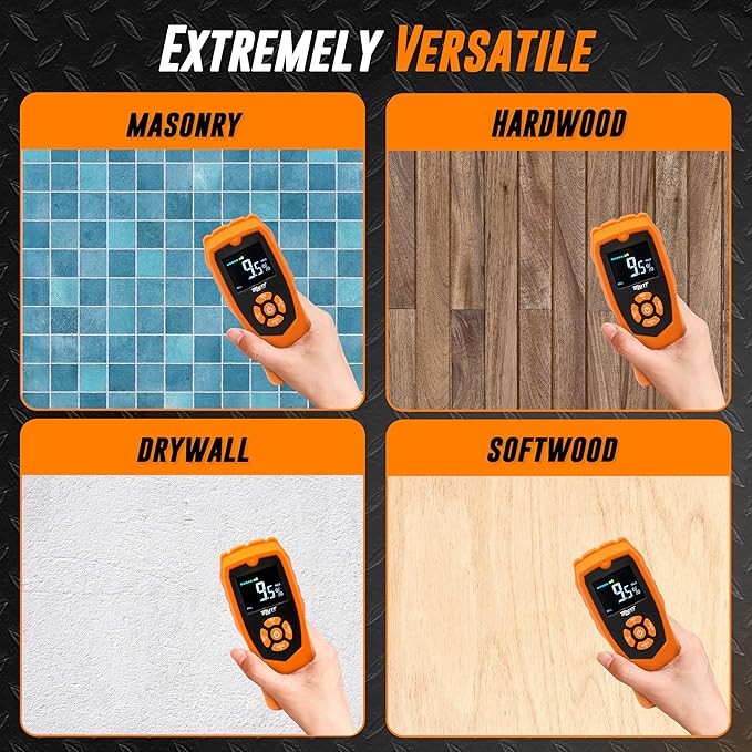 Mutt Tools Pinless Moisture Meter for Drywall – Non-Destructive Wood Moisture Meter for Walls, Wood and Masonry – Detects up to 2 Inches Below the Surface