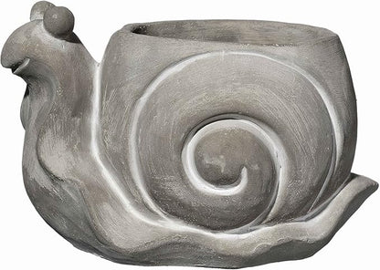 Classic Home and Garden Cement Buddies Animal Planter - Cute Desk Decoration - UV Coated Animal Vase w/Removable Drain Plug - Succulent Planter for Indoor/Outdoor Use (Snail Planter, Natural, Large)