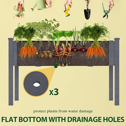 MUPATER 4x2FT Raised Garden Bed, Raised Planter Box with Four Legs, Elevated Garden Bed with Drainage Holes for Herbs, Flowers and Vegetables for Garden, Greenhouse and Farm, Gray