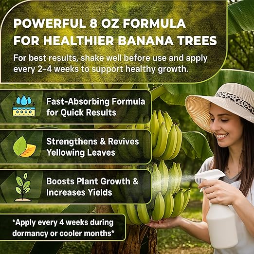 Leaves and Soul Professional Banana Tree Fertilizer Liquid Concentrate - 6-4-6 Blend for Fruit Tree Fertilizer, Garden - Liquid Plant Food for Banana Trees in Pots or Outdoors - 8oz