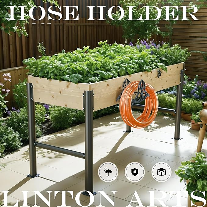 Garden Hose Holder Wall Mount – Heavy Duty Cast Iron Hose Hanger, Vintage Decorative Hose Holder for Outside Wall, Patio, Yard, or Villa (10.62"x6.92"x5.98")
