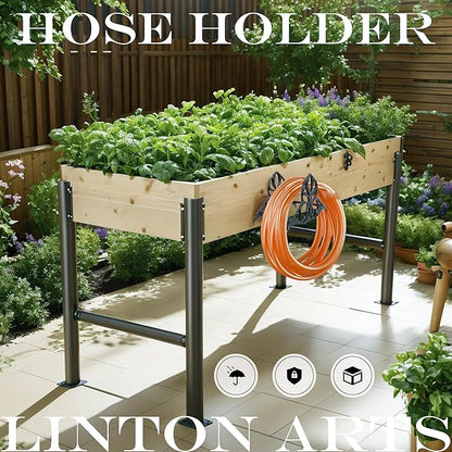 Garden Hose Holder Wall Mount – Heavy Duty Cast Iron Hose Hanger, Vintage Decorative Hose Holder for Outside Wall, Patio, Yard, or Villa (10.62"x6.92"x5.98")