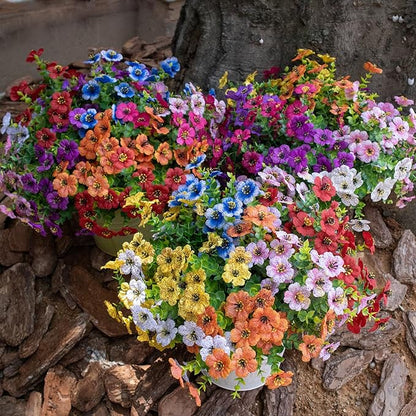 Artificial Flowers for Outdoors UV Resistant, 12 Bundles Realistic Silk Flower Faux Fake Plants for Porch Patio Yard Planters, Spring Summer Home Garden Decor, White