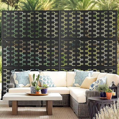 Outdoor Privacy Screen,72" H×47" W Metal Privacy Screen, Freestanding Privacy Fence Panels for Patio