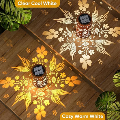 Solar Lanterns Outdoor Waterproof: 2 Pack Hummingbird Decor Valentines Day Gifts for Her - 2 Modes Vintage Metal Hanging Solar Lights for Outside Patio Porch - Gardening Gifts for Women Mom