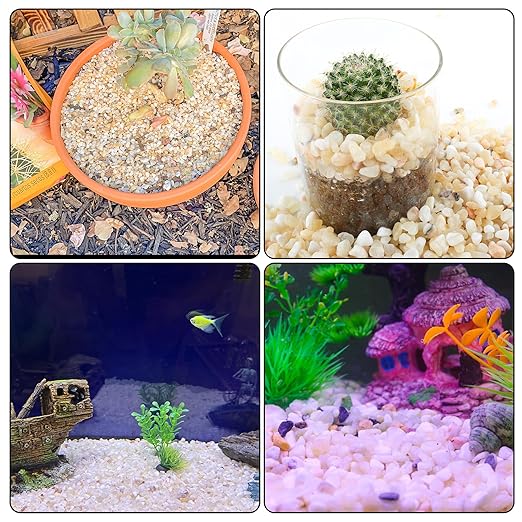 2.4lb Aquarium Gravel for Plants,1/5 Inch Natural Decorative River Rocks for Succulent and Cactus Landscaping, Natural Small Rocks for Fish Tanks, Vases & Terrariums