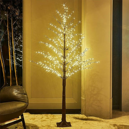 Hairui Lighted Brown Tree Plug in 6FT 690 LED Artificial Twig Tree with Lights for Christmas Holiday Wedding Room Decorations Indoor Outdoor