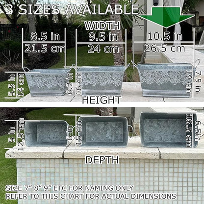 allgala Galvanized Planter Pot Indoor and Outdoor Decoration-Rectangle Grey-9"-HD88315