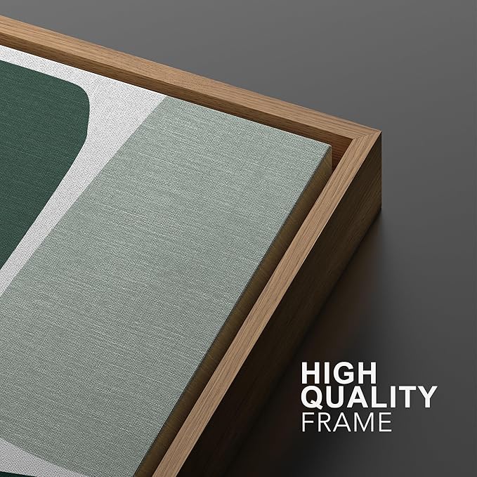 Ashbrook Framed Wall Art Print Set Geometric Green Color Block Collage Abstract Shapes Illustrations Modern Art Boho Scenic Colorful for Living Room, Bedroom, Office - 24"x36"x3 Natural