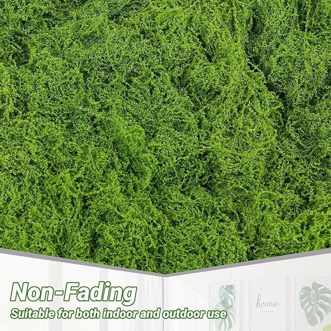 Artificial Green Moss for Potted Plants, 24.7 oz Fake Moss Decor for Indoor Plants, Glass Containers, Wedding, Gardens, DIY Crafts (Light Green)