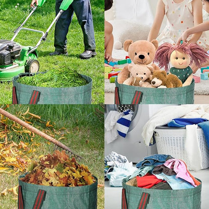 abcGoodefg 2 Pack 32 Gallon Lawn And Leaf Bags Havey Duty, Reusable Yard Waste Bags with Handle, Garden Bags With Gardening Gloves, Camping Yard Recycling Bag For Leaves