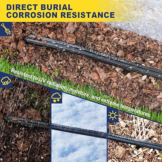 haisstronica 12/2 Low Voltage Landscape Wire 500ft - Copper Direct Burial Waterproof Cable for Landscape Lighting, Outoor Pathway Lights & Garden LED,UL Listed,UV Resistant