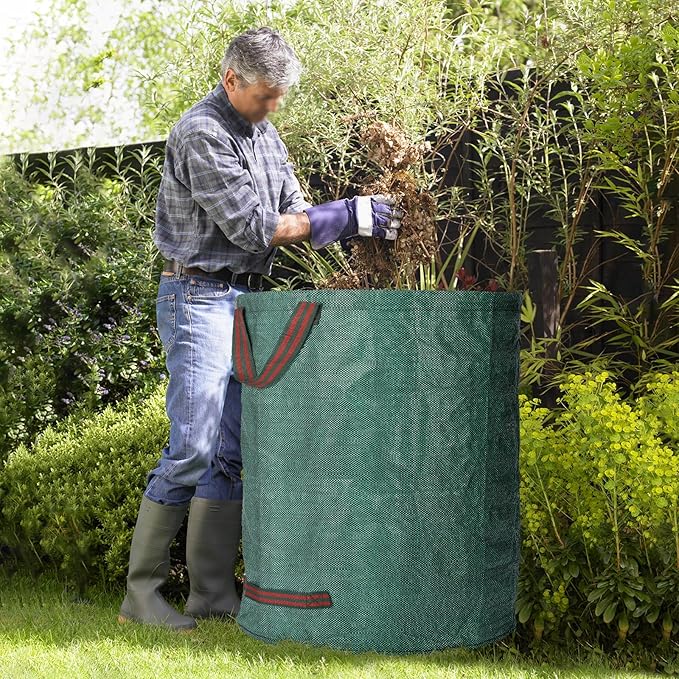 abcGoodefg Reuseable Yard Waste Bags, 72 Gallon Collapsible Lawn and Leaf Bags 3 Pack, Yard Bags Heavy Duty Extra Large wih Gardening Gloves, Garden Weed Trash Bags for Leaves Debris