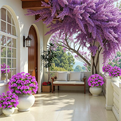 4 Pcs Artificial Flowers Bougainvillea Outdoor Artificial Plants Faux Flowers with Stems Silk Flowers for Wedding Porch Living Garden Decor Without Vase (4PCS,Dark Purple)