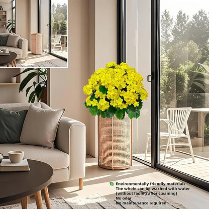 QIANYUN Artificial Topiary for Outdoors- 20” Potted Plant Fake Geraniums Bush-UV Resistant Artificial Outdoor Plant for Front Porch, Garden, Yard, Patio Decor (Yellow)