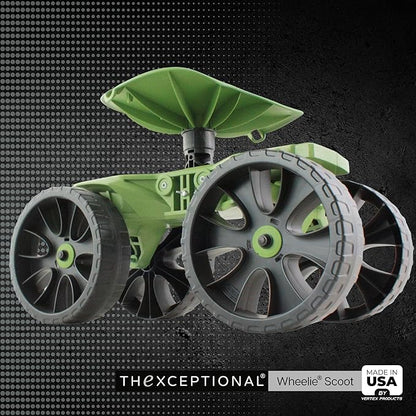 TheXceptional Wheelie Scoot | Premium Rolling Work Seat | Comfort Utility Garden Stool with Never Flat Wheels | Made in USA by Vertex | Model EX500
