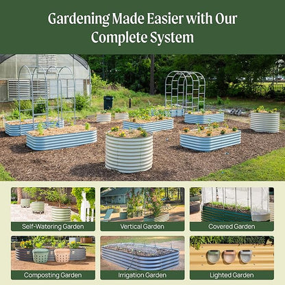32" Extra Tall Raised Garden Bed Kits, 4 x 8 x 2.7ft Raised Planter Box Outdoor, 2.5 x 9.5 x 2.7ft Deep Root 10 in 1 Modular Metal Raised Beds for Gardening Vegetables Flowers Fruits - Modern Gray